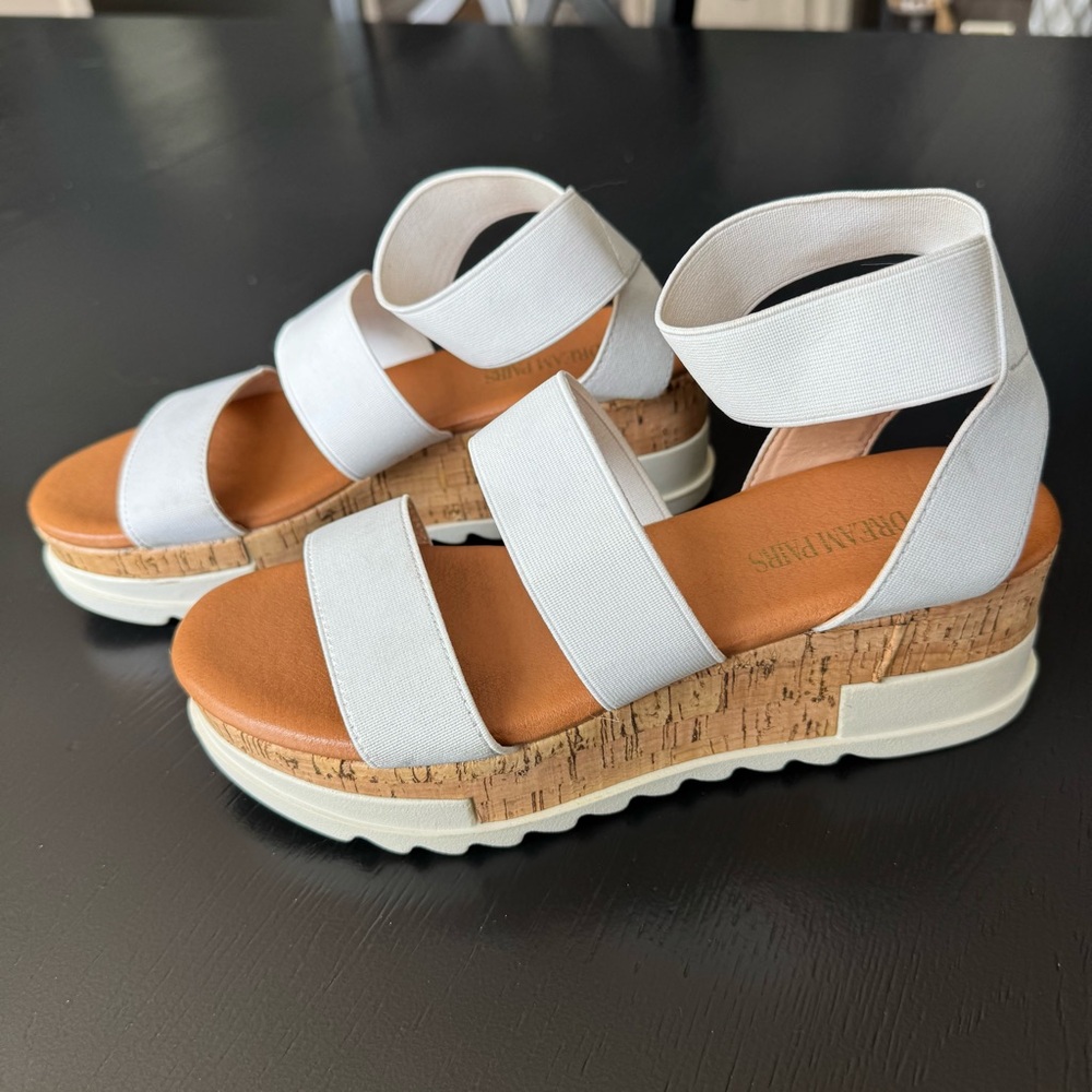 Dream Pairs White Platform Wedge Sandal 6.5